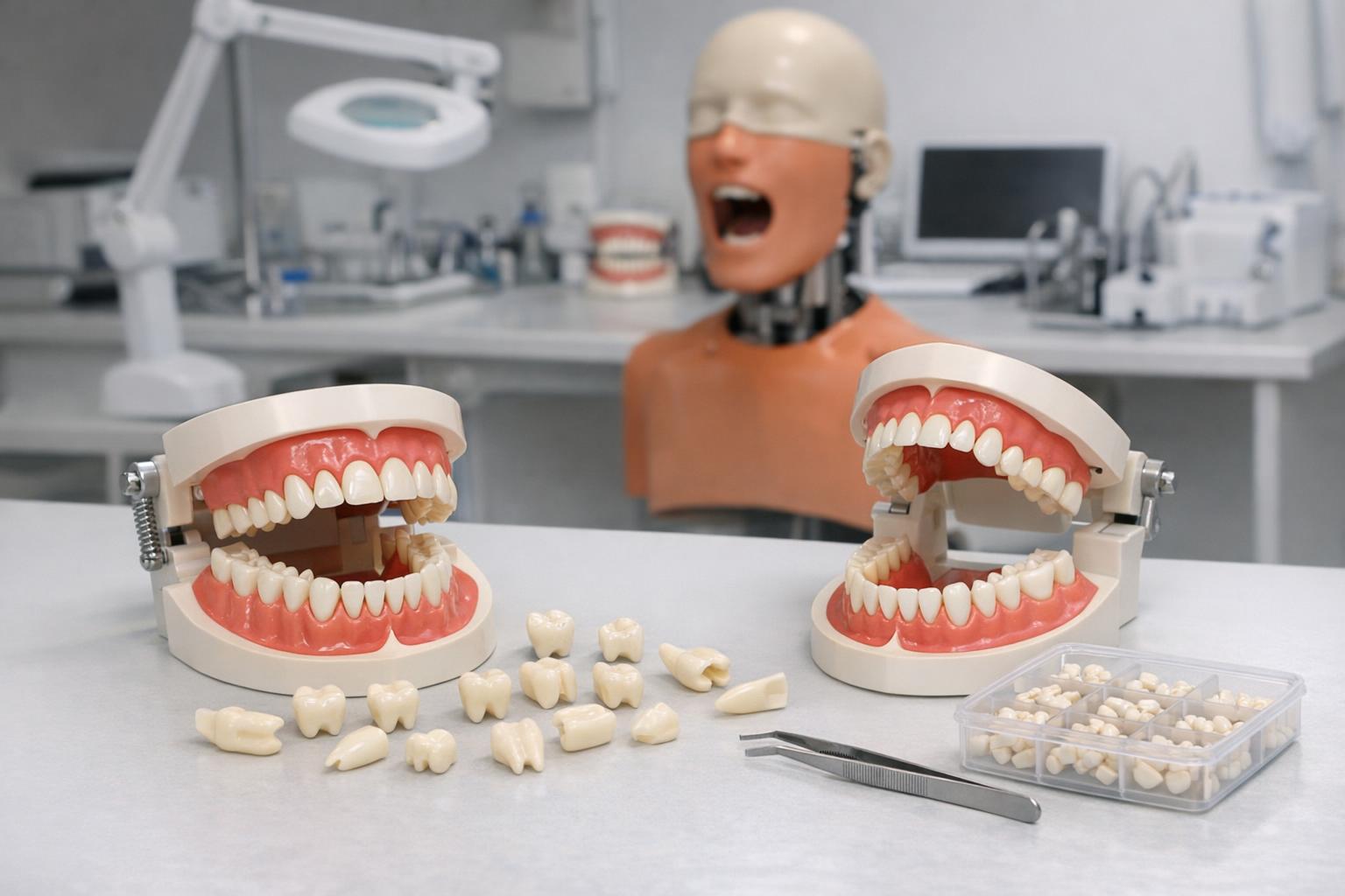 Modele stomatologiczne z wymiennymi zębami w pracowni dydaktycznej